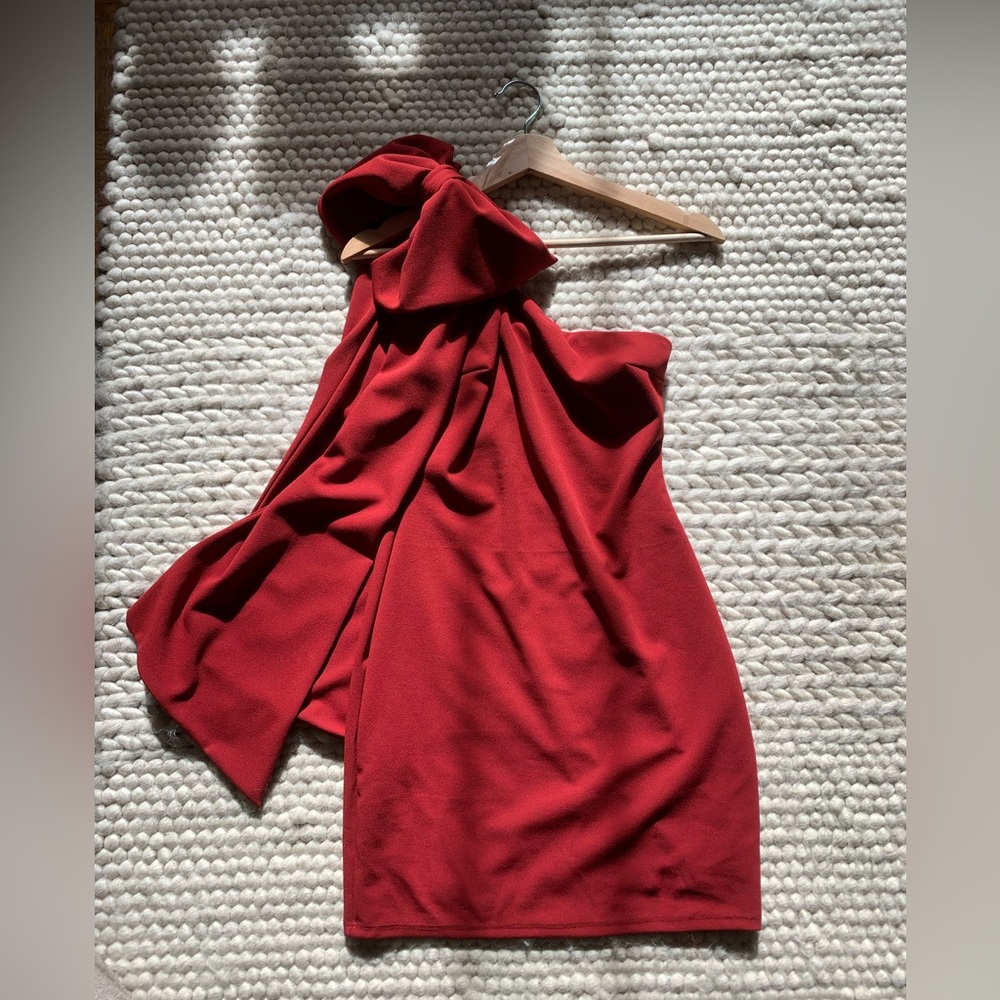 One-shoulder Big Bow Cocktail Dress